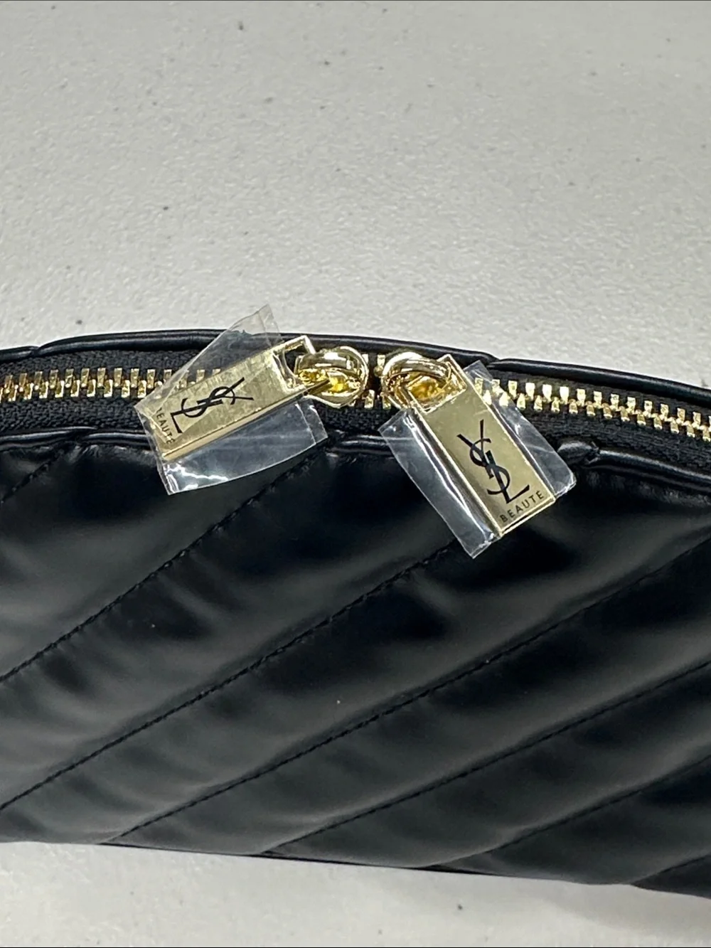 Yves Saint Laurent Beauty Black Quilted Cosmetic Pouch 8.6x5x2